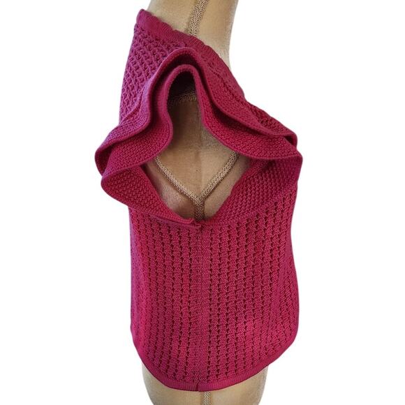 Gap Short Ruffle Flutter Sleeve Crochet Pinkish Purple Knit Sexy Sweater Medium - Picture 3 of 6